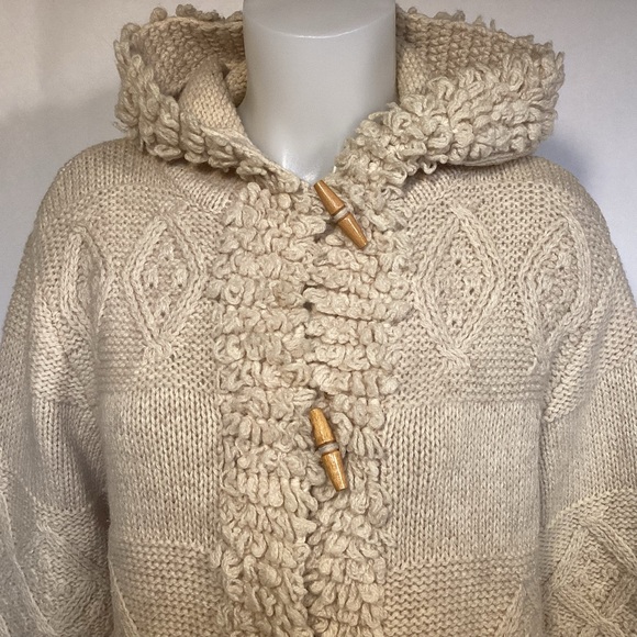 Vintage Wool Sweater Jacket with hood & toggle buttons womens size 40 Bonnie Lee - Picture 2 of 15